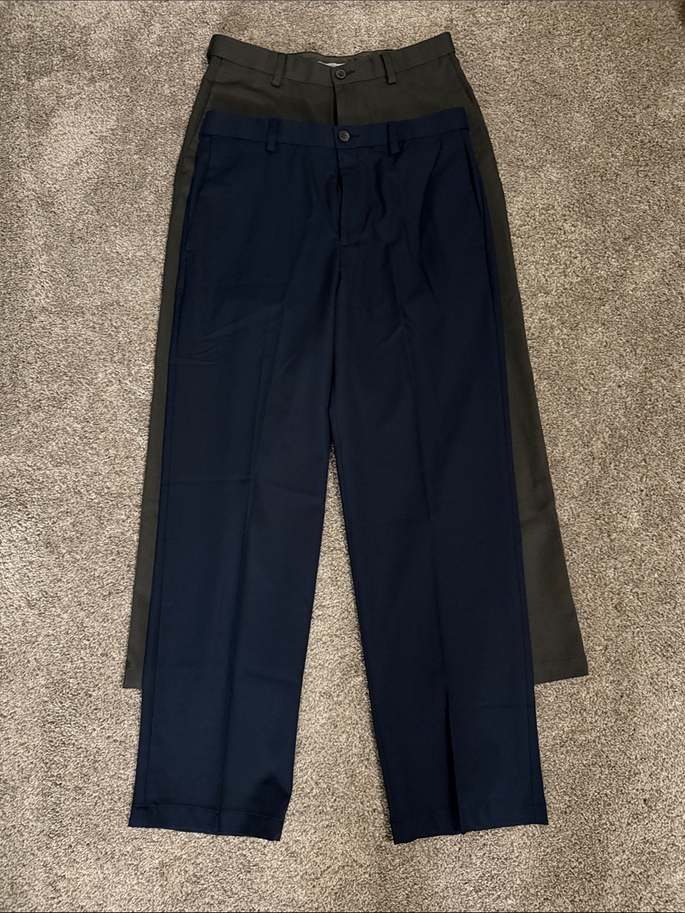 Haggar Navy and Gray Men's Dress Pants Duo - Flat Front